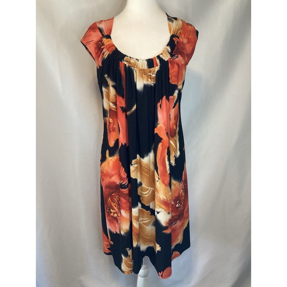 Slip Babydoll Dress 10 Black Coral Dark Floral Whimsical Slinky Jones New York